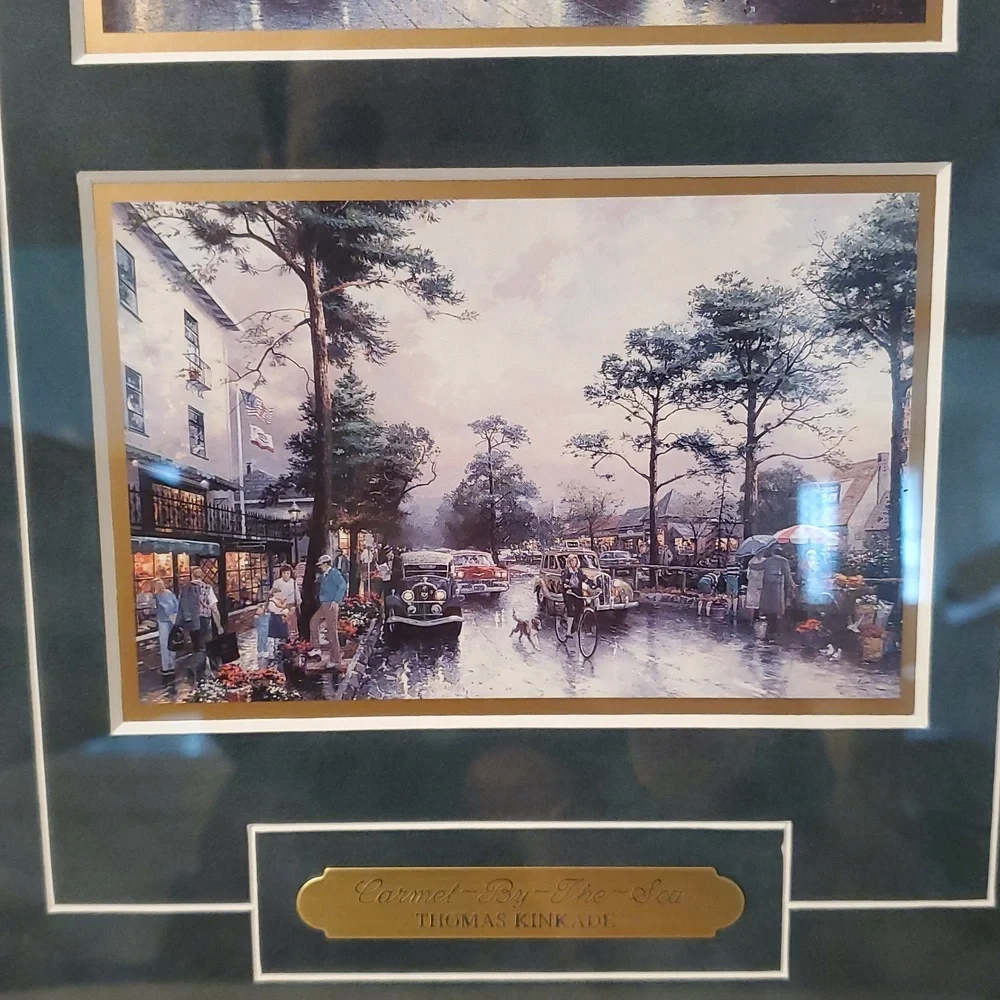 Thomas Kinkade Carmel-by-the-Sea Gold Framed Double Art Print with Green Mat